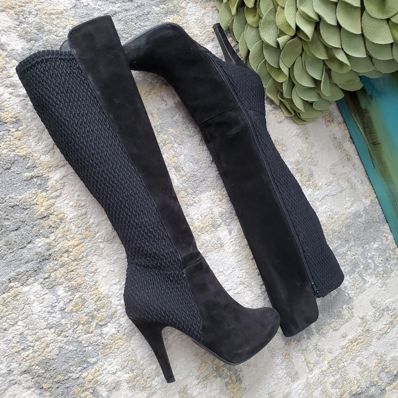 Me Too Platform Suede & Stretch Tall Boots - Picture 7 of 15